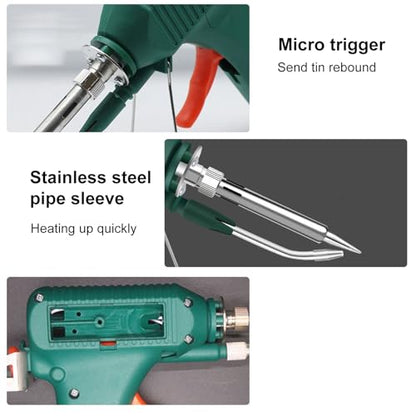 Soldering Gun Kit - Soldering Iron Kit with Adjustable Temp 180-520°C, ON/OFF Button, 80W LED Digital Internal Heat Soldering Gun, Auto Send Tin Soldering Kit for Electronics Welding Repair DIY
