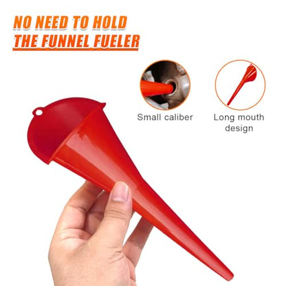 YoRise Long Neck Oil Funnel, Plastic Spill Saver Funnels for Automotive Use, Oil Change Funnel Set for Filling Lubricants Engine Oils Water Diesel Fuel Kerosene and Other Liquids (L-Red) - color: L-Red