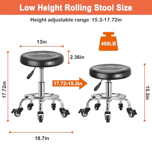 JOSTZHXIN Low Height Rolling Stool Height Adjustable Low Roller Seat, Swivel Small Chair Mechanic Stool, Short Stools for Home Office Garage Shop (Style 1) - style: style 1