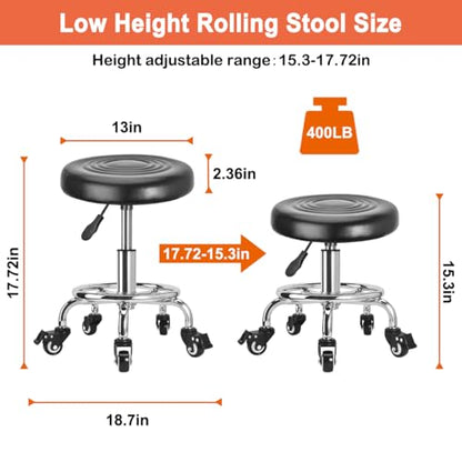 JOSTZHXIN Low Height Rolling Stool Height Adjustable Low Roller Seat, Swivel Small Chair Mechanic Stool, Short Stools for Home Office Garage Shop (Style 1) - style: style 1