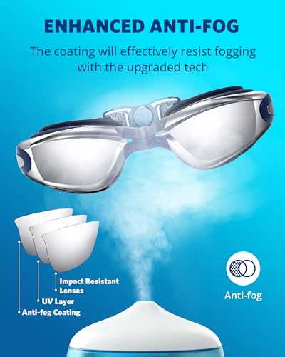 Aegend Swim Goggles, Swimming Goggles No Leaking Full Protect Adult Youth - color: Sliver Blue