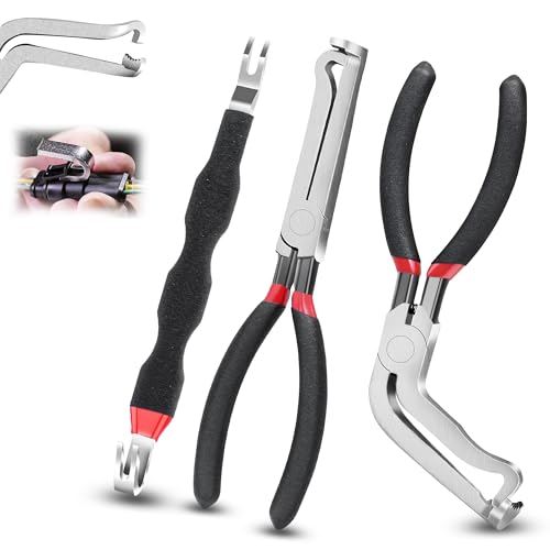 3Pcs Electrical Disconnect Pliers 37960/37980, Electrical Connector Pliers Sets(Straight & 60°Bend & 2 Head Separator), Push Tab Style Plugs for Connector Removal，Fuel Line Air Flow Sensor