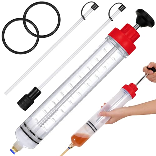 Gisafai 500cc Fluid Extractor Automotive Pump Manual Oil Extractor Pump Syringe for Gasoline Hand Cleaner for Power Steering, Hydraulic Fluid(Red) - color: Red, size: 500cc