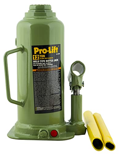 Pro-Lift Welded Bottle Jack 12 Ton - (24,000 Lbs) Capacity Hydraulic Lifting with Side Pump Two-Piece Handle