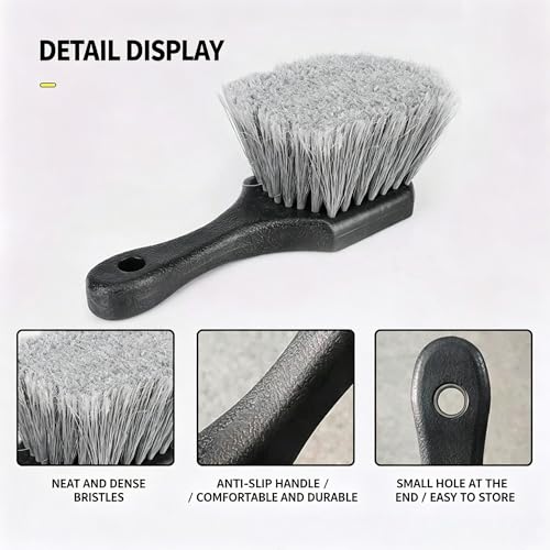 3PCS Car Wheel Tire Brush Kit,Long Handle Rim Cleaner Brushes,Multi-Purpose Detailing Brushes for Automotive Exterior Cleaning