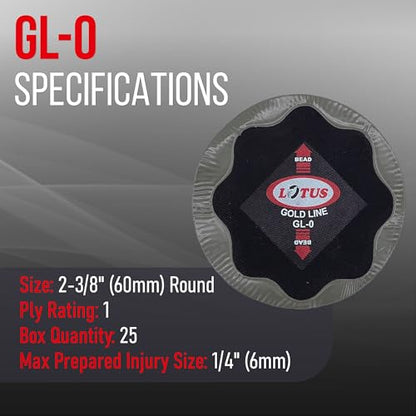 Lotus Gold Line Bias Tire Repair Patches GL-1 - size: 3-3/16" Round