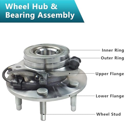 515036 Front Wheel Bearing Hub Assembly for Cadillac Escalade EXT ESV 2002-2006, Chevrolet Express 1500 2500 Suburban Tahoe Silverado 2003-2014, GMC Sierra Savana Yukon 1999-2006 AWD 4WD - size: 515036