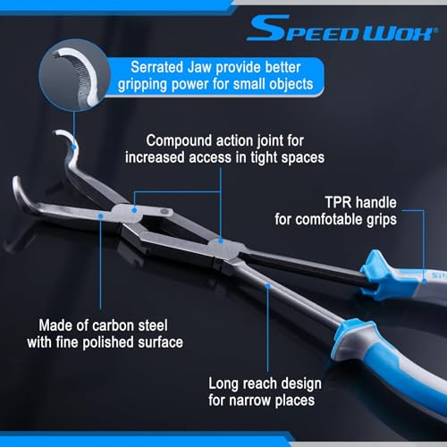 SPEEDWOX 13-Inch Long Reach Double Joint Ring Nose Pliers - XL Pivot for 3/4" Diameter Hose Removal in Narrow Spaces and Limited Areas - style: Large Hose Grip Pliers