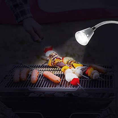 Jhua Grill Lights for Outdoor Grill BBQ Light 12 LED Super Bright Grill Light Battery Operated, 24“ 360° Flexible Neck, Clip On Outdoor Barbecue Lamp with Magnet, for Barbecue Grilling Table Workbench