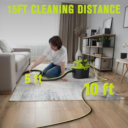 2.5 Gal Shop Vac, 1.5 HP Mini Wet Dry Vacuum with Blower, YWDV25B | 3-in-1 Portable Compact Shop Vacuum with 15ft Reach & Attachments for Car, Garage, Home