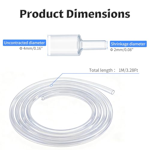 1M Heat Shrink Tubing, 4mm OD, 2:1 Ratio, Clear | Polyolefin Shrinkable Tube, Waterproof Electrical Insulation Tubing, for Wire Cable and Electronic Component Protection - size: 1M Φ4 Clear