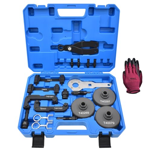 21PCS Camshaft Timing Tool Kit, Compatible with Audi VW EA837 2.0T 2.4 2.5 2.8 3.0T 3.2T 4.2 5.2 Engine, T40133 T40070 T40079 T40269 T40297 T10172 T3242 T40069 T40058 T40071 T10355 M14 - size: 21PCS