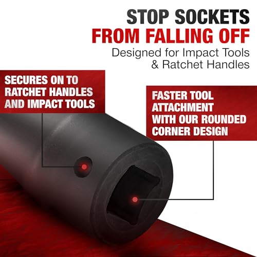 TIGHTSPOT 1/2" Dr 1/2 Inch Deep Socket, Anti-Round 6-Pt, CRV Steel - size: 1/2” Drive 1/2” Deep Impact Socket - 6pt, style: 1/2" Drive Deep Socket