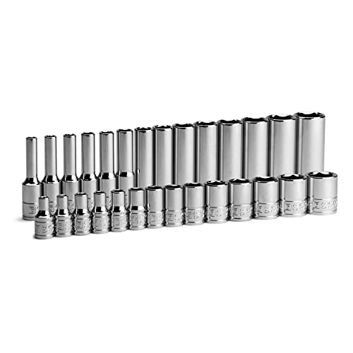 Capri Tools 1/4 in. Drive 6-Point Socket Set (Shallow & Deep Set / 4-15 mm) - size: Shallow & Deep Set / 4-15 mm