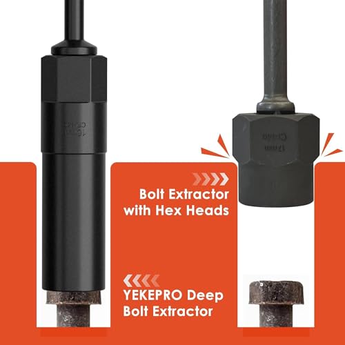 17PCS 1/2" Drive Deep Bolt Extractor Set (85mm Length), Cr-Mo Steel Spiral Socket Set for Removing Damaged, Frozen, Rusted, Stripped & Rounded-Off Bolts, Nuts & Screws