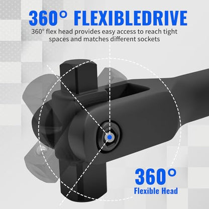 1/2 Breaker Bar 24 inch 1/2" & 3/8" Dual Drive 360 Rotatable Head | 24 inch 1/2 Breaker Bar 1/2" & 3/8"Dual Drive 600Nm Torque 360 Rotatable Head