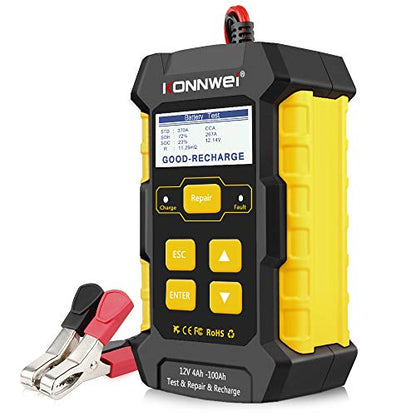 KONNWEI 3 in 1 Car Battery Charger, KW510 Battery Tester 12V 5-Amp Fully Automatic Smart Charger Automotive Pulse Repair Maintainer, Trickle Charger Battery Desulfator w/Temp Compensation