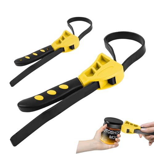 wuyaoyao 2PCS Strap Wrench Plumbing, Adjustable Rubber Strap Wrench, 22.8 Inch & 18.9 Inch Oil Filters Straps Wrenches, Automotive Belt Wrenches for Water Filter, Plumbing, Sink (Yellow, Small+Large) - color: Yellow, size: Small+Large