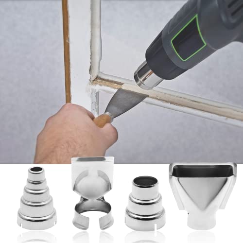 4 Pcs Heat Gun Nozzles Kit, Stainless Steel Reflector Heat Resisting Nozzles Gun Accessory Replacement for Hot Air Gun Soldering Station Nozzle Tool - size: Style 1 (4 pcs)