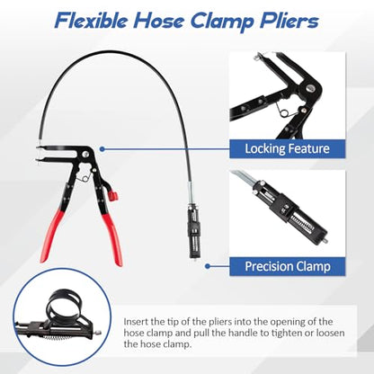 9PCS Hose Clamp Pliers Set, Hose Clamp Removal Tool for Automotive | Flexible Removing Clamps Pliers Automotive for Coolant Radiator Heater and Water Hose