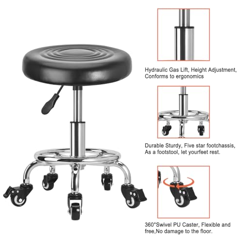 JOSTZHXIN Low Height Rolling Stool Height Adjustable Low Roller Seat, Swivel Small Chair Mechanic Stool, Short Stools for Home Office Garage Shop (Style 1) - style: style 1