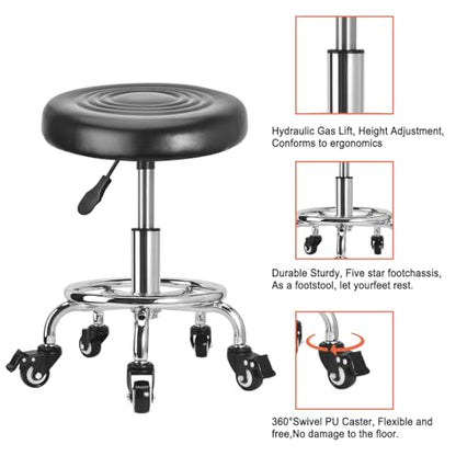 JOSTZHXIN Low Height Rolling Stool Height Adjustable Low Roller Seat, Swivel Small Chair Mechanic Stool, Short Stools for Home Office Garage Shop (Style 1) - style: style 1