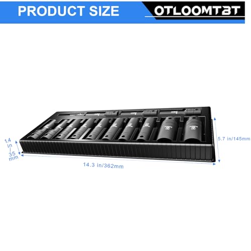 OTLOOMTBT 14PCS Impact Socket Set 1/2 Drive Metric Deep Sockets | Heavy Duty Chrome Vanadium Steel, 6-Point Grip, Rust Resistant Deep Socket Set with Adapter for Auto Repair & Mechanics - style: 14PCS 1/2" Drive Impact Socket Set (Metric - Without Storage