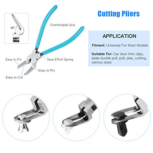 Glarks 11Pcs Auto Trim Removal Tool Kit, Universal Car Panel Trim Upholstery Rivets Clip Puller Plier Fastener Remover Automotive Door Panel Trim Removal Tool for Car Door Panel Dashboard