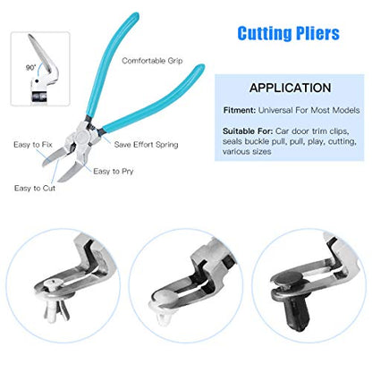Glarks 11Pcs Auto Trim Removal Tool Kit, Universal Car Panel Trim Upholstery Rivets Clip Puller Plier Fastener Remover Automotive Door Panel Trim Removal Tool for Car Door Panel Dashboard