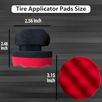 Tire Shine Applicator Pads, 4 Pcs Tire Dressing Applicator, Reusable Tire Shine Sponge Wave Contoured for Car Detailing, 3.15inch (2 Red & 2 Black) - size: 3.15inch-2 Black & 2 Red