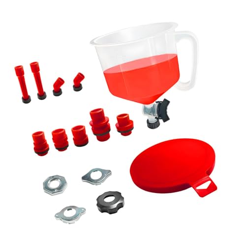 15Pcs Radiator Coolant Funnel Kit, No-Spill Bleeder Funnel with 5 Adapters