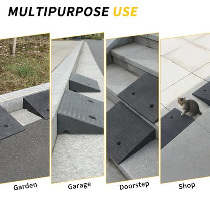 Curb Ramp 5 inch Rise Curb Ramps for Sidewalks Rubber 2 Pcs Driveway Ramps for Low Cars Curb Ramps for Driveway,Shed,Wheelchair 7000lbs Powersport Loading - size: 5"inch