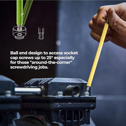 Sae Allen Wrenches Sets 13pcs, Extra Long Arm Allen Key Set with Ball End, Crafted Hex Key Set with Color Coded Sleeves, Unique Patented Holder Design for Magnetizing and Demagnetizing - size: 13pcs(SAE)