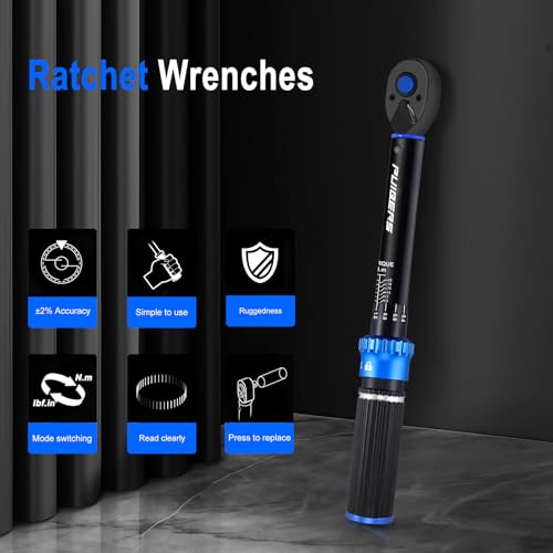 1/4'' Newton Meter Torque Wrench, Bike Torque Wrench 1/4 3-25 NM/22.6-221.3 IN.LB，Dual-Direction Adjustable 72 Tooth Drive Small Torque Wrenches for Bike, Motorcycle and Car Repair - size: 1/4" 1.88-18.44 FT.LB