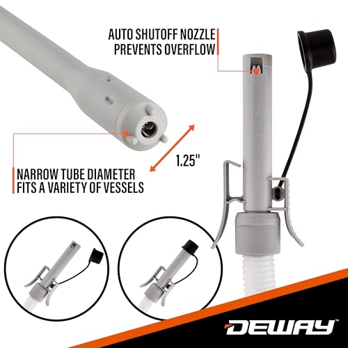Deway Automatic Fuel Transfer Pump with Auto-Stop and Beep, Powerful AA Battery Powered with USB-C Power Option, 51" Extra Long Hose Fits All Size Cans, Portable Pump Transfers at 3.8 Gal/Minute - style: Auto-Stop w/ Beep