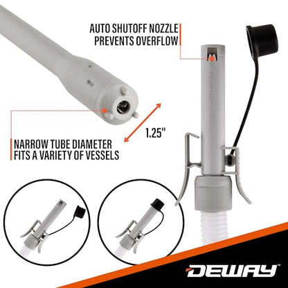 Deway Automatic Fuel Transfer Pump with Auto-Stop and Beep, Powerful AA Battery Powered with USB-C Power Option, 51" Extra Long Hose Fits All Size Cans, Portable Pump Transfers at 3.8 Gal/Minute - style: Auto-Stop w/ Beep