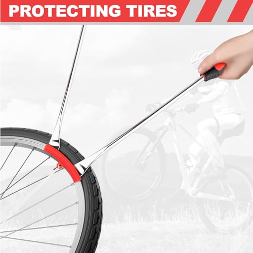 Tire Spoon Lever, 14-1/2" Professional Steel Tire Changing Tool for Motorcycle, Dirt Bike 3Pcs Iron Tool Kit with Rim Protector, Valve Cores Set