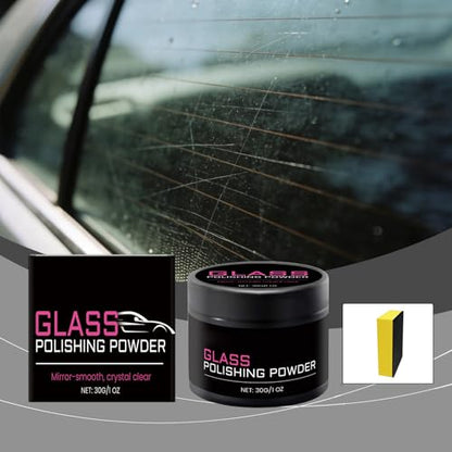 Window Polish,Water Spot Remove Powder,30g Wineshield Glass Polishing Kit with Sponge | for Automotive Vehicle Cars SUV Van Truck RV Restoration