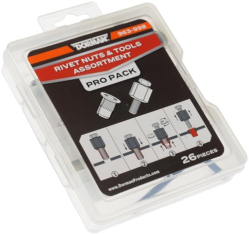 Dorman 963-998 Rivet Nuts and Hand Tool Kit - Metric M5, M6, M8 (Tray Contains 26 Pieces)