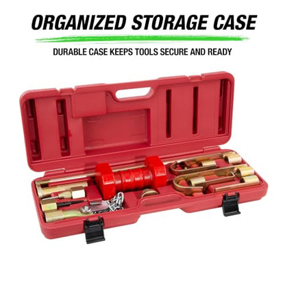OEMTOOLS 25922 Dent Puller Kit, 10-Piece Drop Forged Steel Dent Removal Kit For Cars, Includes 10 lb. Slide Hammer, Hooks, Drivers, Fasteners, And Tools | Sturdy Storage Case Included, 10 lb. Slide Hammer, Shop Ready Durability, 23 Inch Slide Hammer Shaft
