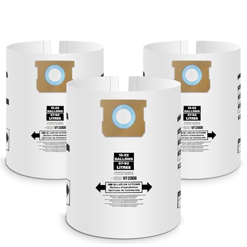 3 Pack Vacuum Bags Replacement for Shop Vac Bags 15-22 Gallon Type G 90663 9066300 Type J 90673 9067300 and VF2008, PETOX High-Efficiency Disposable Vaccum Collection Filter Bags - size: 15-22 Gallon (3 pcs)