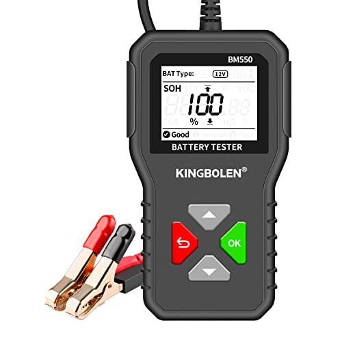 KINGBOLEN BM550 6V 12V 24V Car Battery Tester, 100-2000 CCA Voltage Tester 2Ah-220Ah Internal Resistance Tester Accurate Digital Auto Battery Analyzer for Cars Trucks SUV ATV Boats Motorcycles Vehicle | 100-2000 CCA BM550 Battery Tester, Accurate Digital