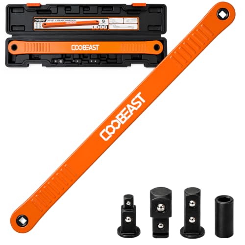 3/8 inch Pro Offset Extension Wrench Impact Wrench Extender Tool Socket Set | Versatile 1/4", 3/8", and 1/2" Square Drive Adapters, Universal Extensions Wrench for Small Tight Spaces Fasteners - color: Orange, size: 16.34inch