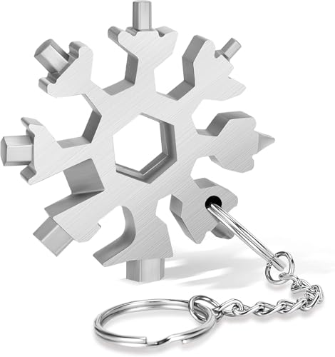 18-in-1 Snowflake Multi Tool,Function Stainless Steel Bottle Opener/Wrench, Flat Cross Screwdriver Kit Snowflake, Outdoor Durable and Portable，Great Gift for Mens (silvery)