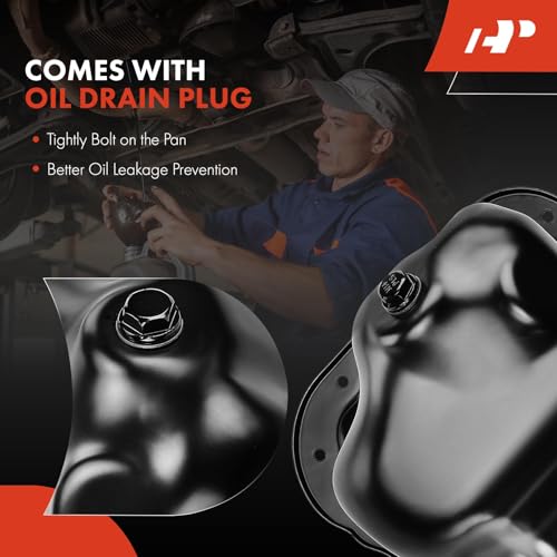 A-Premium Engine Oil Pan Sump with Drain Plug Compatible with Ram 1500 2011-2012 & Dodge Ram 1500 2002-2010, Durango 2004-2005, Dakota 2004-2005, Nitro 2007-2012 & Jeep Liberty 2002-2012, V6 3.7L