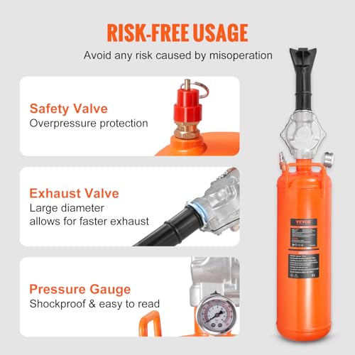 VEVOR Tire Seater, 2.1 Gal/8 L Air Tire Blaster, 120 PSI Handheld, Portable Tire Inflator Tool, 85-116 PSI Operating Pressure for Tractor Truck ATV Car and Automobile Repair - size: 2.1 Gal/8L