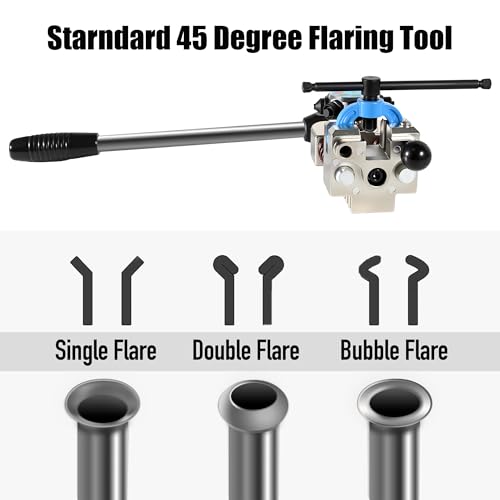 RQG Pro Brake Line Flaring Tool Kit, 45 and 37 Degree Flaring Tool, Single/Bubble/Double Flare Tool Set for Copper Aluminum Stainless Steel Brake Line Fuel Line Transmission Cooler Tubes