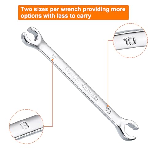 HARFINGTON Flare Nut Metric Wrench 8mm x 10mm CR-V Mirror Polished Chrome Plating Metric Wrench for DIY Hand-making Automotive Repairs and Household Maintenance - size: 8mm x 10mm