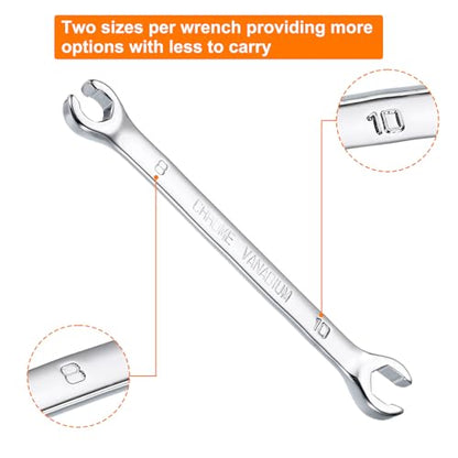 HARFINGTON Flare Nut Metric Wrench 8mm x 10mm CR-V Mirror Polished Chrome Plating Metric Wrench for DIY Hand-making Automotive Repairs and Household Maintenance - size: 8mm x 10mm