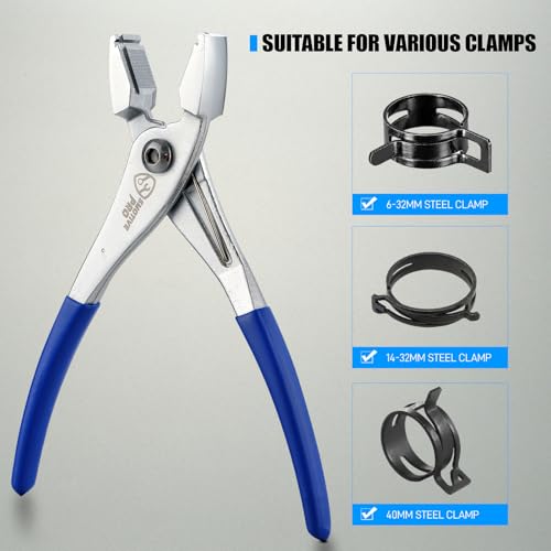 SMOTIVEPRO Multi-Directional Hose Clamp Pliers with 75mm Maximum Opening | Cross-Patterned Jaw for Secure Grip, Holds Clamps on Fuel Lines & Radiator Hoses, Multi-Angle Operation for Tight Spaces